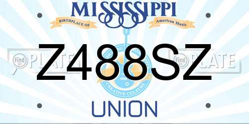 Z488SZ Mississippi License Plate