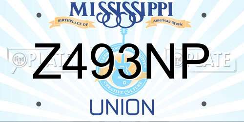 Z493NP Mississippi License Plate