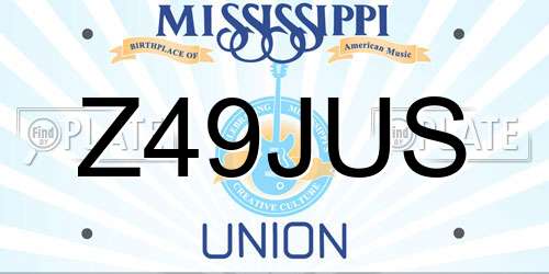 Z49JUS Mississippi License Plate