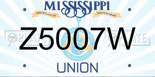 Z5007W Mississippi License Plate