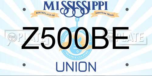 Z500BE Mississippi License Plate