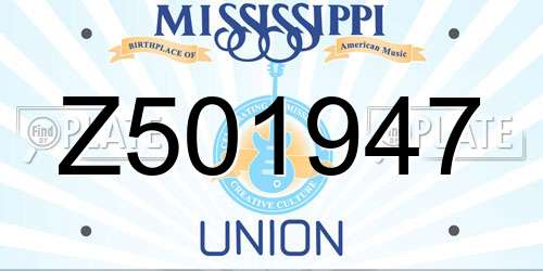 Z501947 Mississippi License Plate