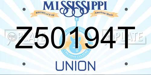 Z50194T Mississippi License Plate