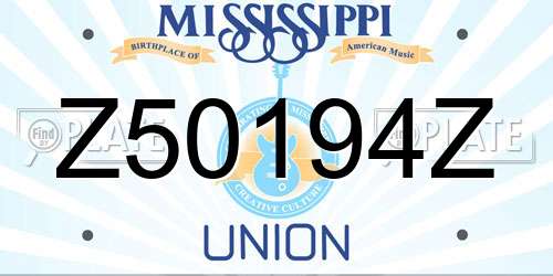 Z50194Z Mississippi License Plate