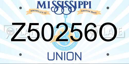 Z50256O Mississippi License Plate