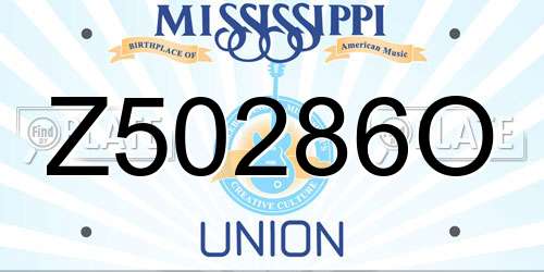 Z50286O Mississippi License Plate