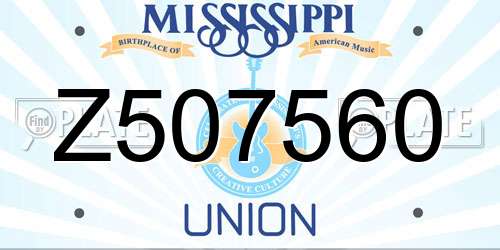 Z507560 Mississippi License Plate