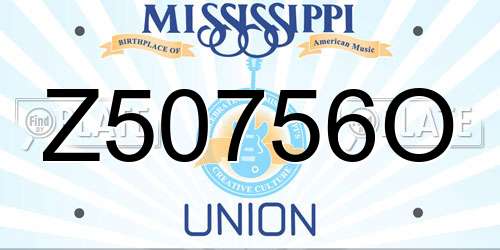Z50756O Mississippi License Plate