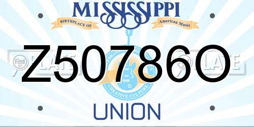 Z50786O Mississippi License Plate