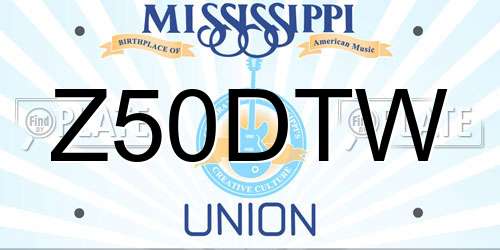 Z50DTW Mississippi License Plate