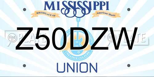 Z50DZW Mississippi License Plate