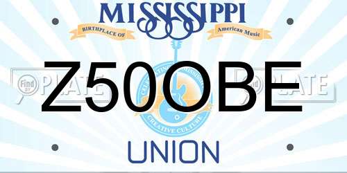 Z50OBE Mississippi License Plate
