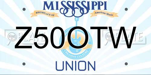 Z50OTW Mississippi License Plate