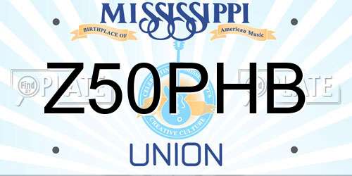 Z50PHB Mississippi License Plate