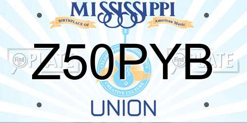 Z50PYB Mississippi License Plate