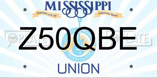 Z50QBE Mississippi License Plate