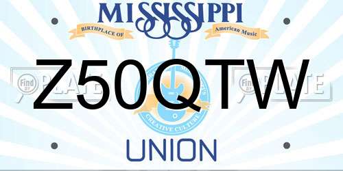 Z50QTW Mississippi License Plate