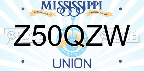 Z50QZW Mississippi License Plate