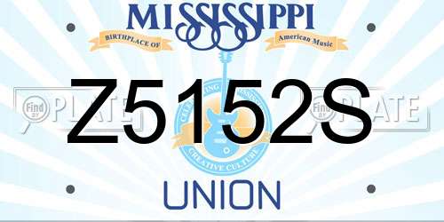 Z5152S Mississippi License Plate