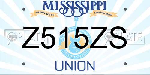 Z515ZS Mississippi License Plate