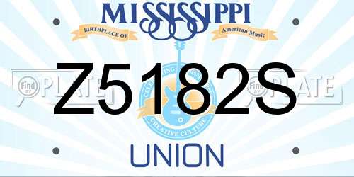 Z5182S Mississippi License Plate