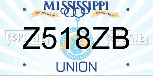 Z518ZB Mississippi License Plate