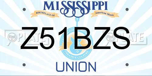 Z51BZS Mississippi License Plate