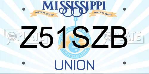 Z51SZB Mississippi License Plate