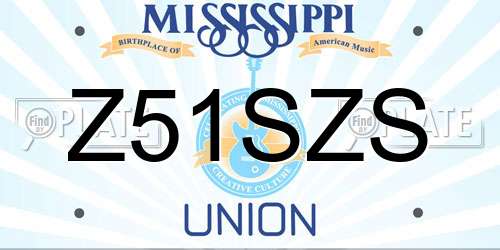 Z51SZS Mississippi License Plate