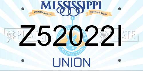Z52022I Mississippi License Plate