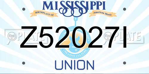 Z52027I Mississippi License Plate