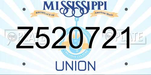 Z520721 Mississippi License Plate