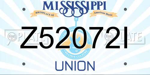 Z52072I Mississippi License Plate