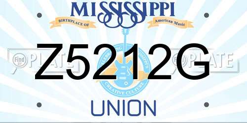 Z5212G Mississippi License Plate