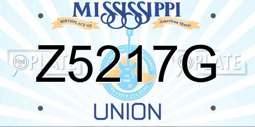 Z5217G Mississippi License Plate
