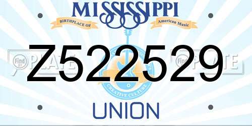 Z522529 Mississippi License Plate