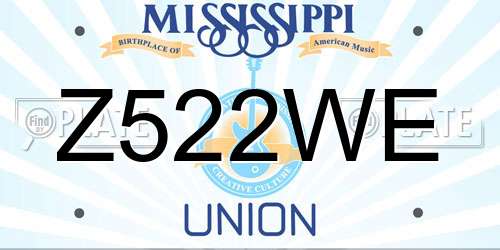 Z522WE Mississippi License Plate