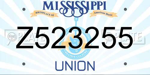 Z523255 Mississippi License Plate