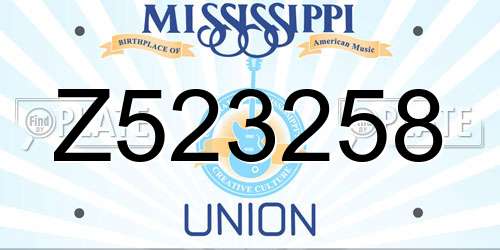 Z523258 Mississippi License Plate