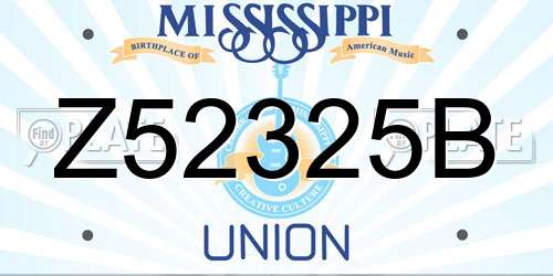 Z52325B Mississippi License Plate