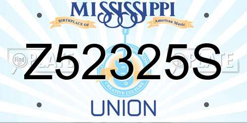 Z52325S Mississippi License Plate