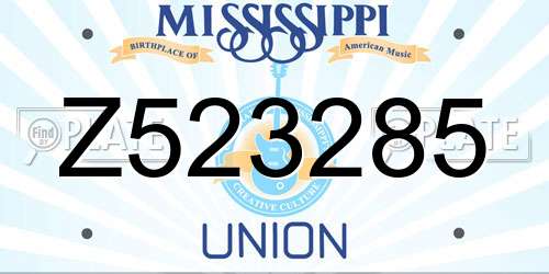 Z523285 Mississippi License Plate