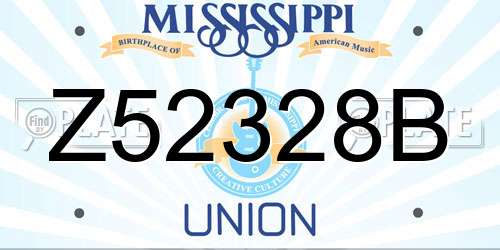 Z52328B Mississippi License Plate
