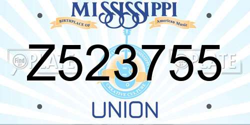 Z523755 Mississippi License Plate