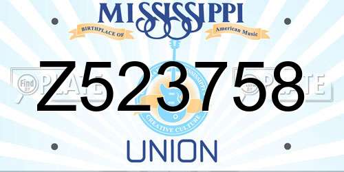 Z523758 Mississippi License Plate