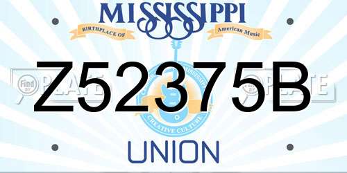 Z52375B Mississippi License Plate