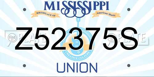 Z52375S Mississippi License Plate