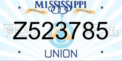 Z523785 Mississippi License Plate