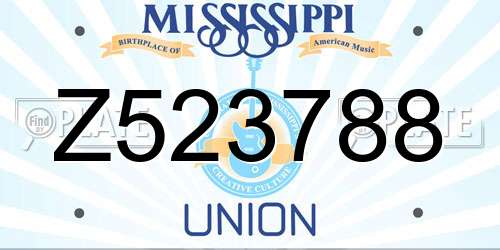 Z523788 Mississippi License Plate