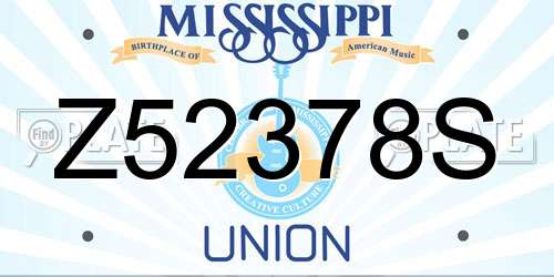 Z52378S Mississippi License Plate